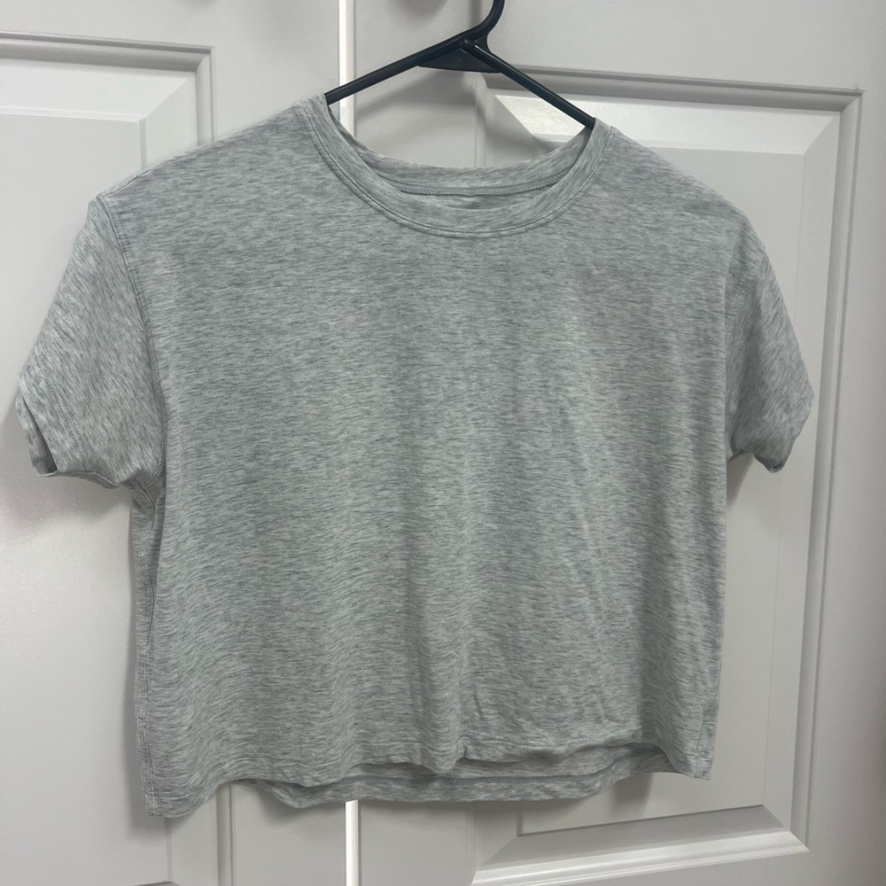 Lululemon light grey copped soft tee, size 4